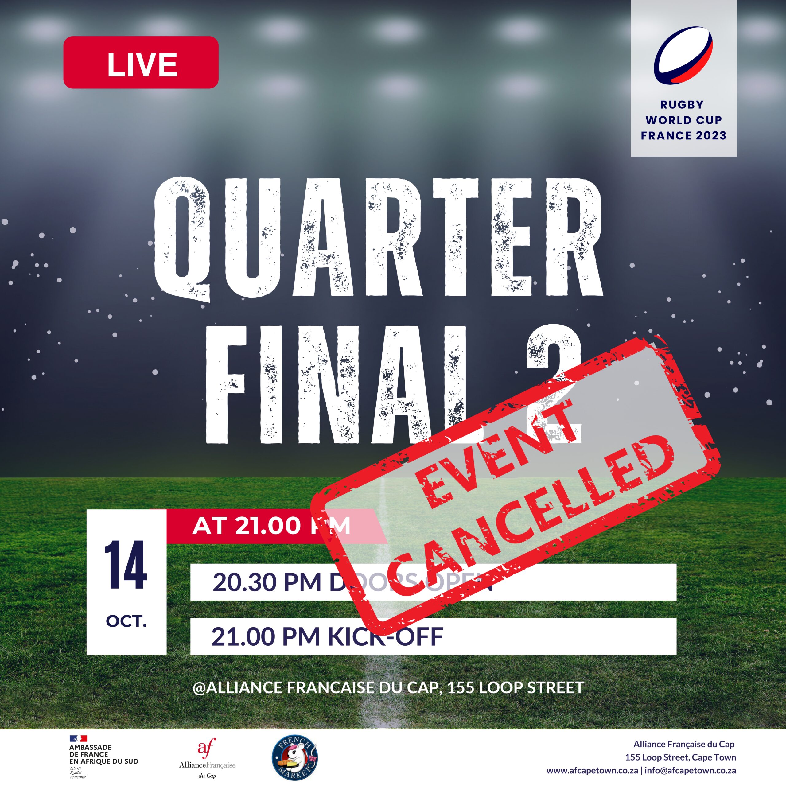 RWC : Quarter Final 2 - CANCELLED